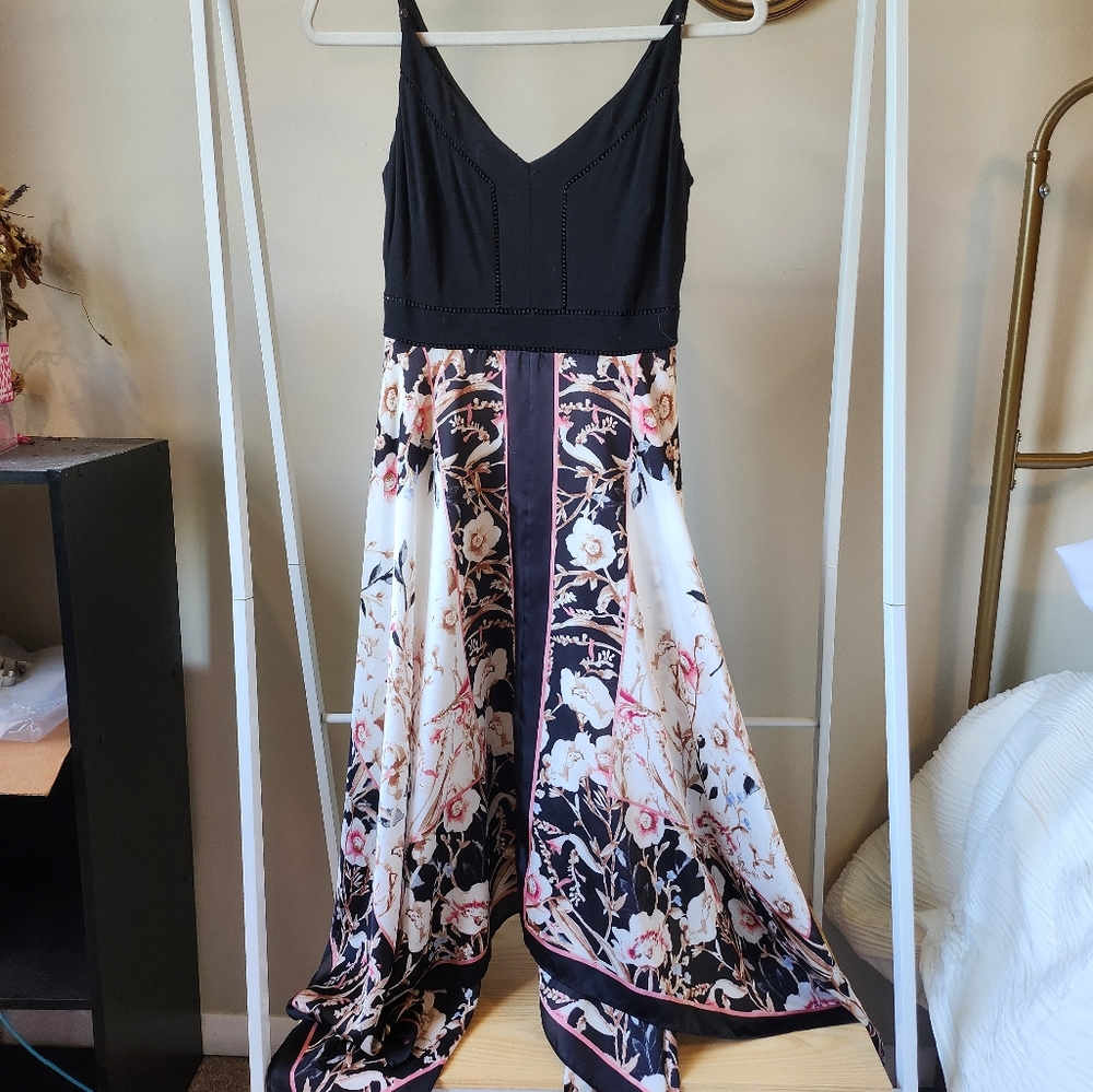 Black and floral hankerchief dress